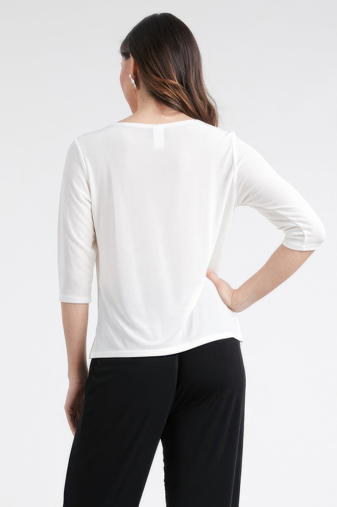 Quarter Sleeve Solid Acetate Top