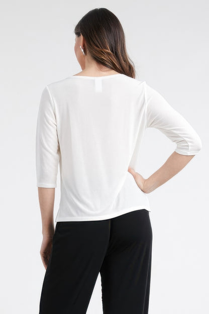 Quarter Sleeve Solid Acetate Top