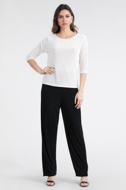 Quarter Sleeve Solid Acetate Top