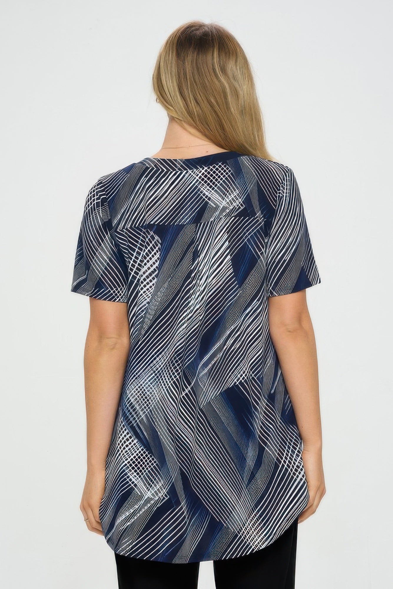 Notch Neck Rolled Short Sleeve Top