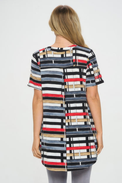 Notch Neck Rolled Short Sleeve Top