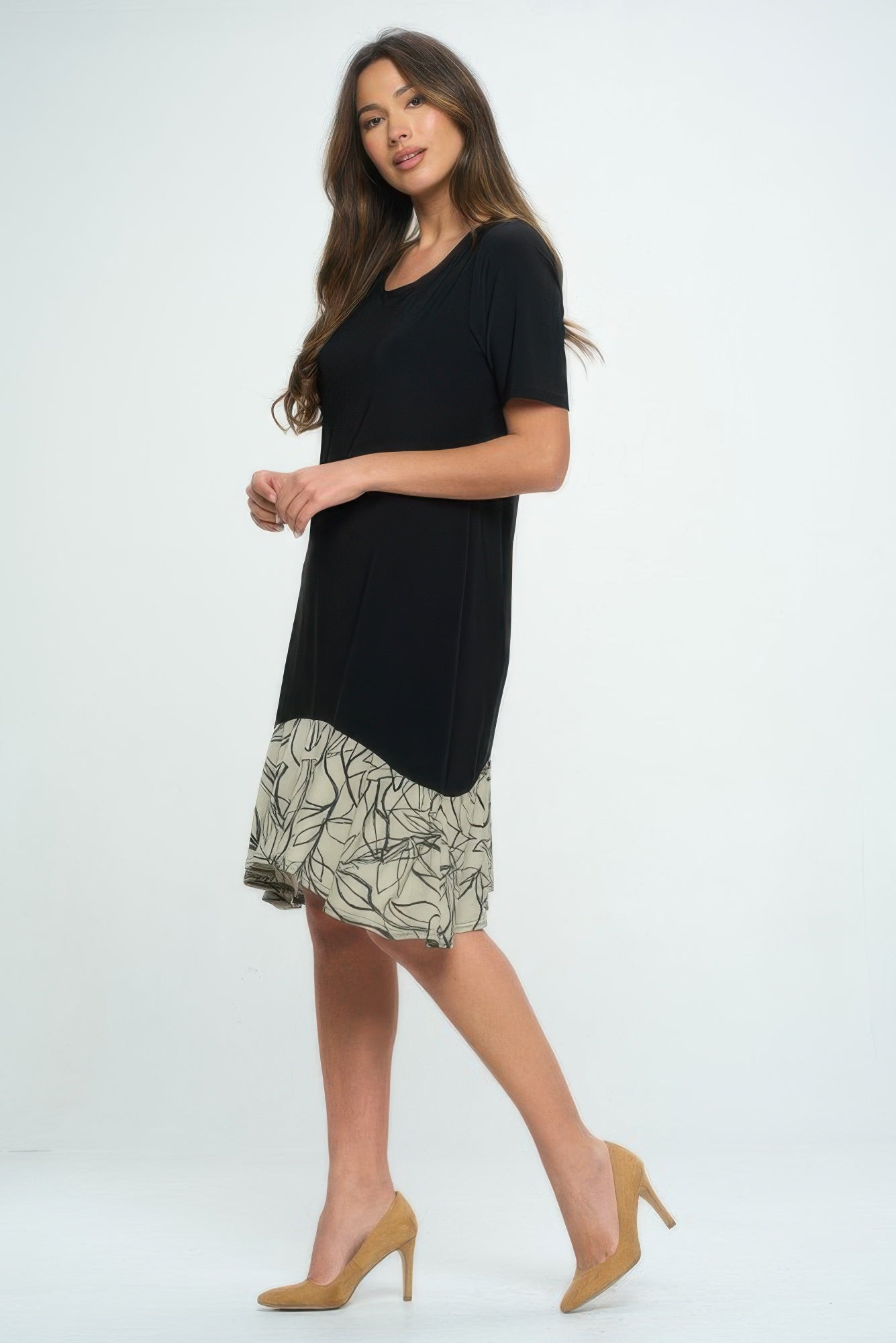 Hit Half Sleeve Contrast Dress
