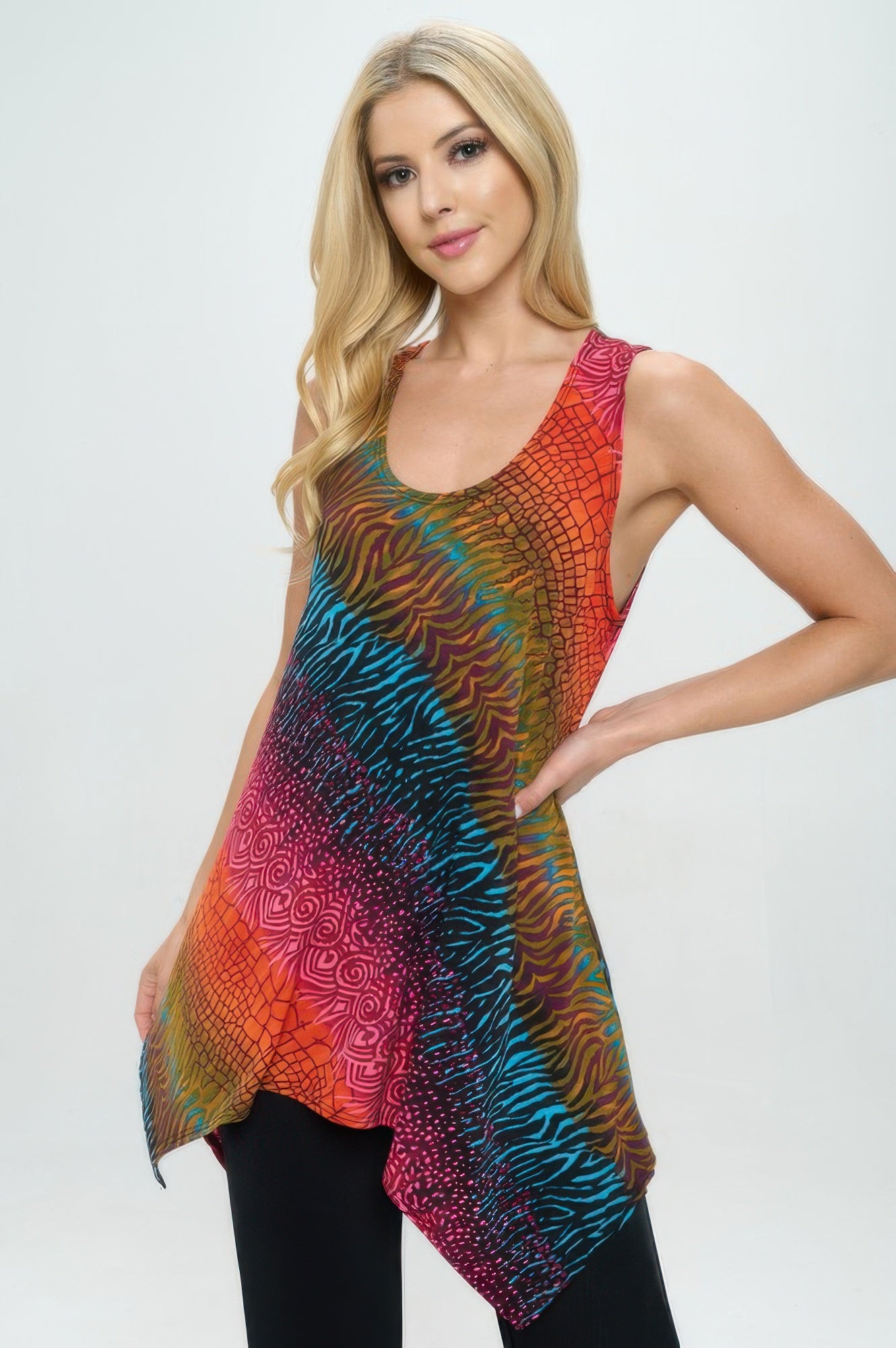 Plus Size Hit Shark Bite Hem Tank