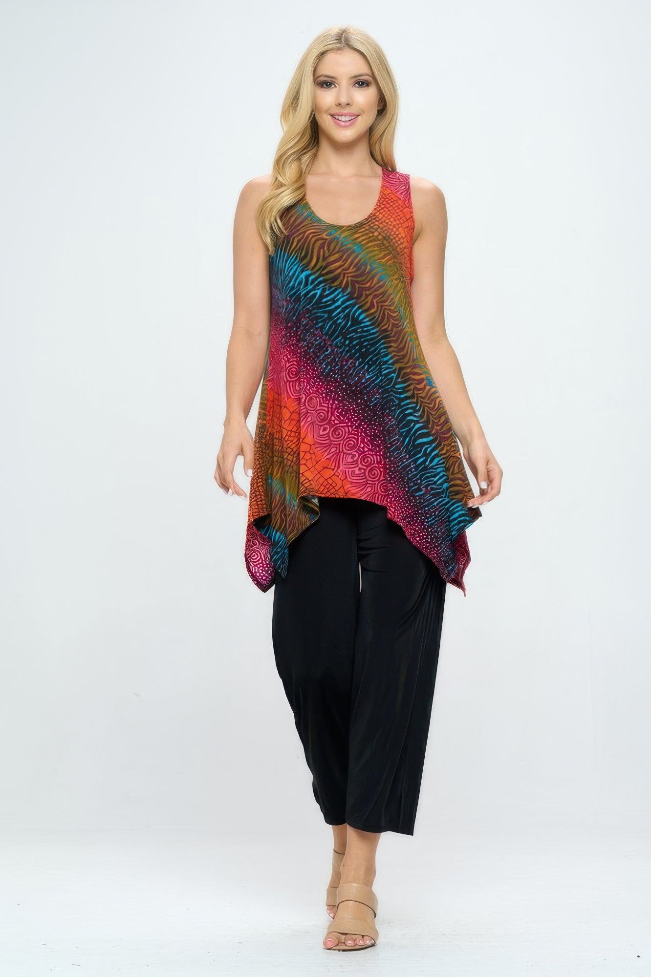 Plus Size Hit Shark Bite Hem Tank