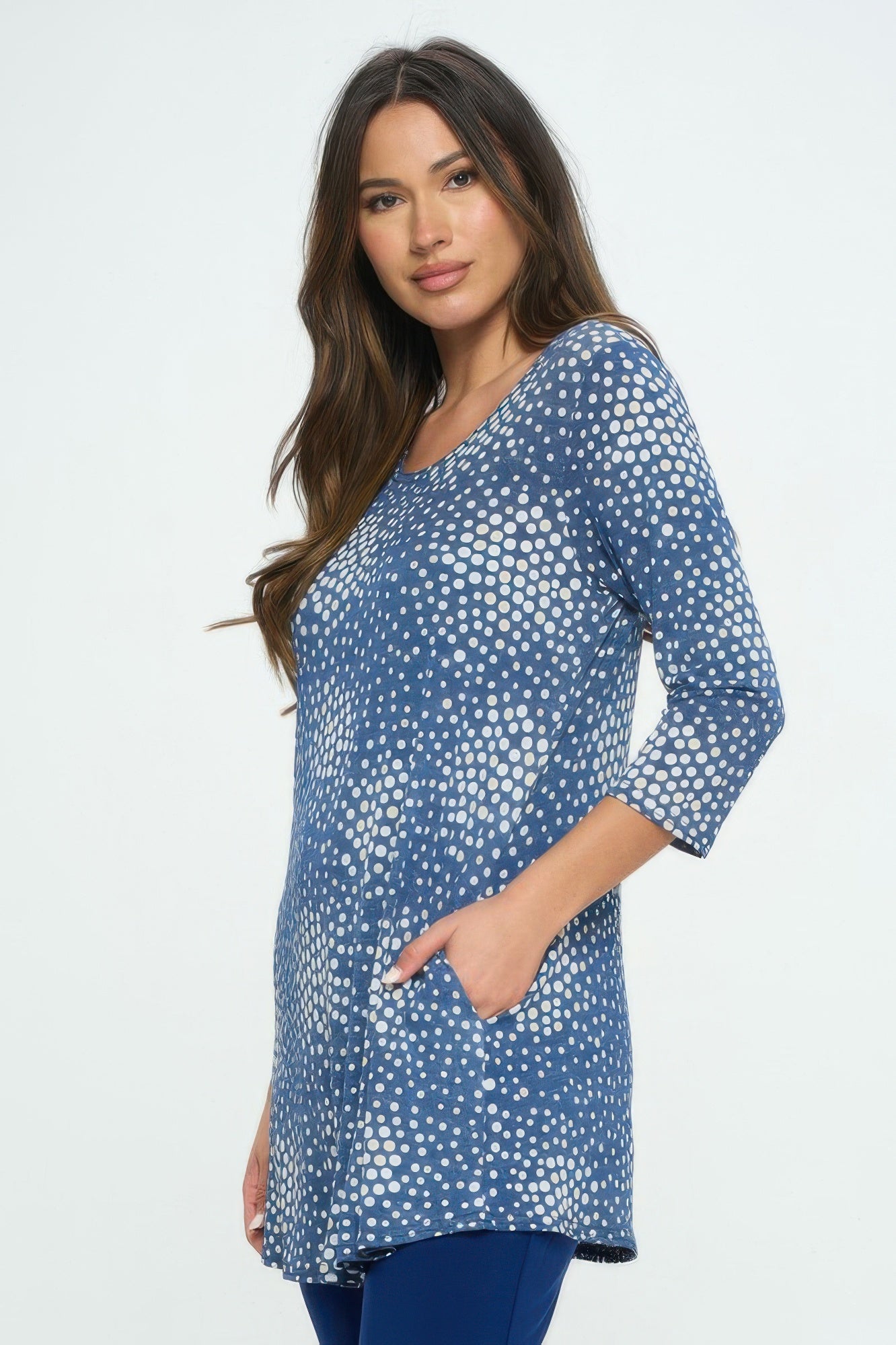 Hit Round Neck Tunic W/pocket