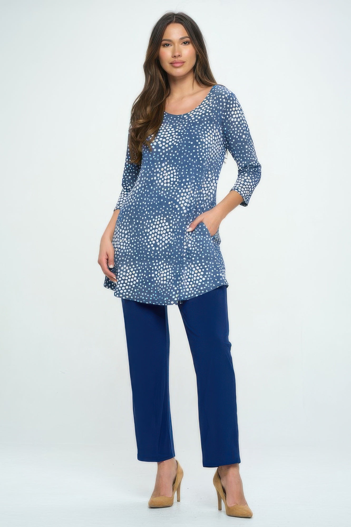 Hit Round Neck Tunic W/pocket