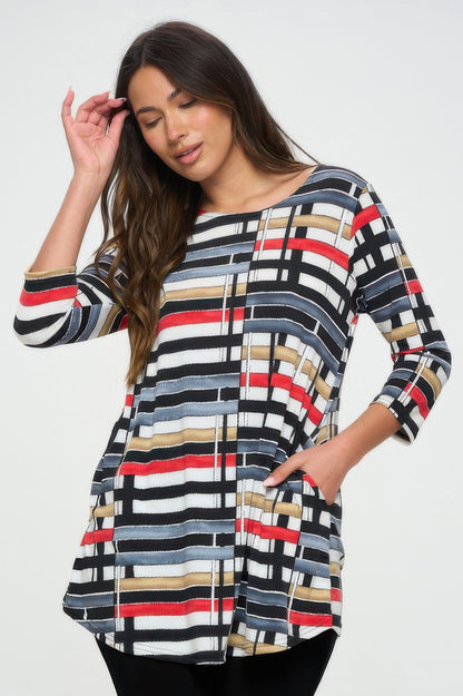 Hit Round Neck Tunic W/pocket
