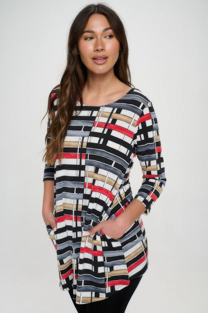 Hit Round Neck Tunic W/pocket