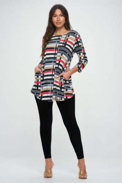 Hit Round Neck Tunic W/pocket