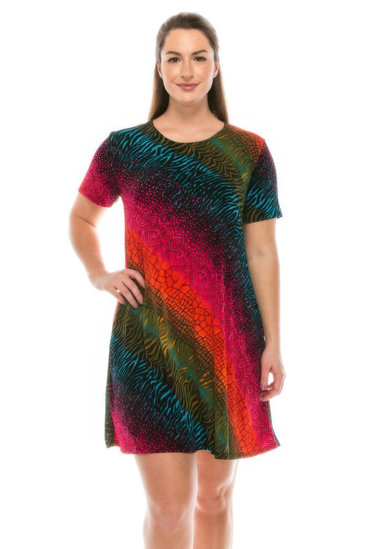 Plus Size Print Missy Dress Short Sleeve