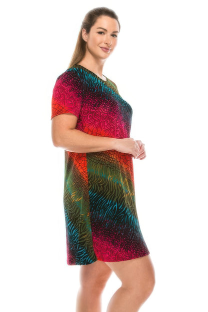 Plus Size Print Missy Dress Short Sleeve