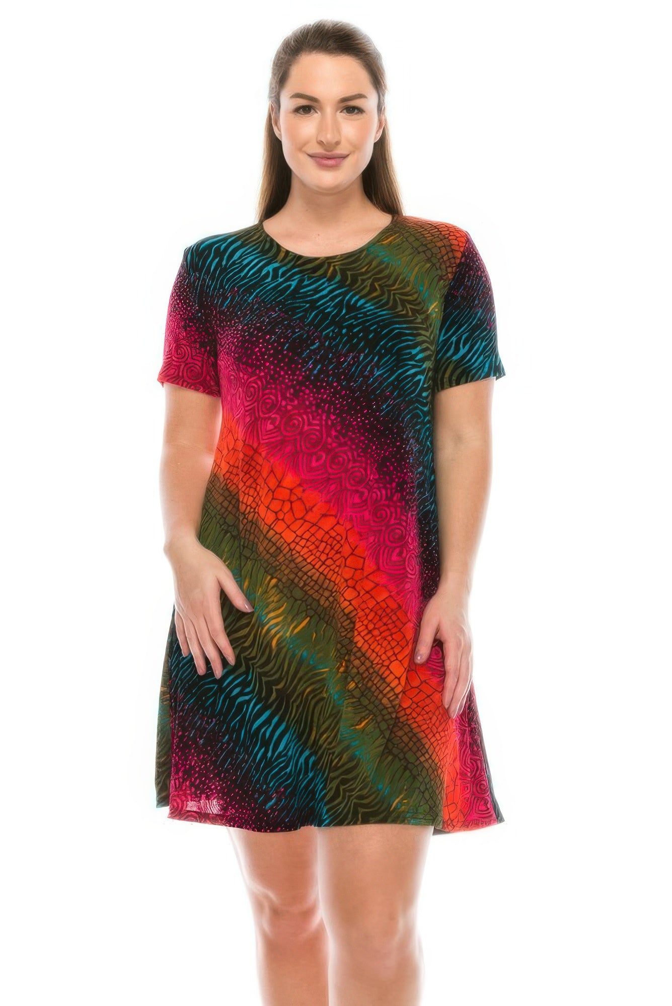 Plus Size Print Missy Dress Short Sleeve