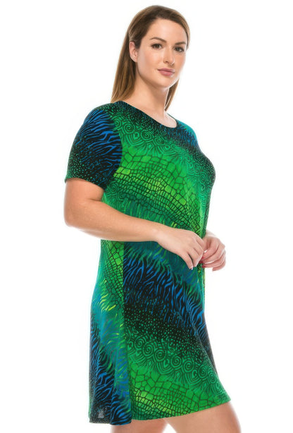 Plus Size Print Missy Dress Short Sleeve