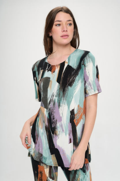 Short Sleeve Top Capri Pants Set