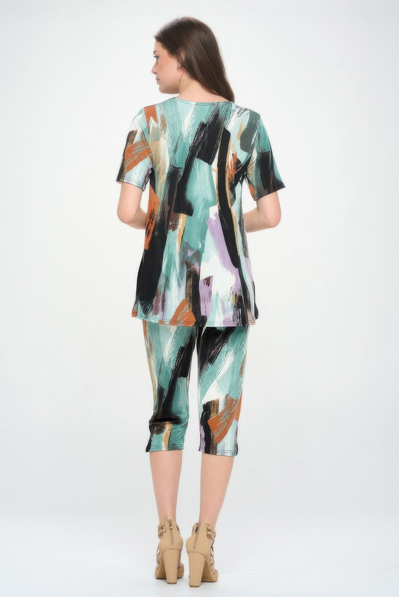 Short Sleeve Top Capri Pants Set