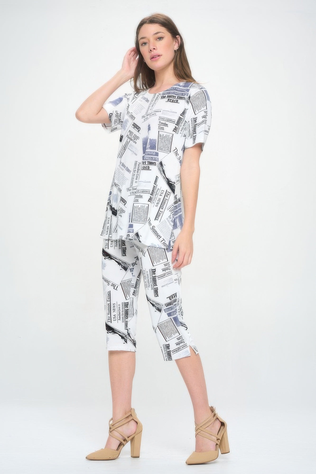 Short Sleeve Top Capri Pants Set