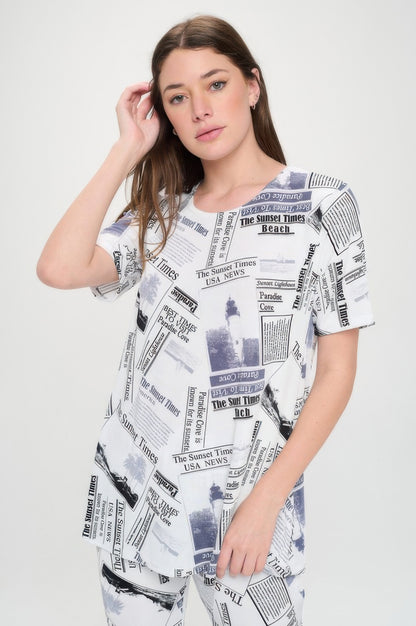 Short Sleeve Top Capri Pants Set