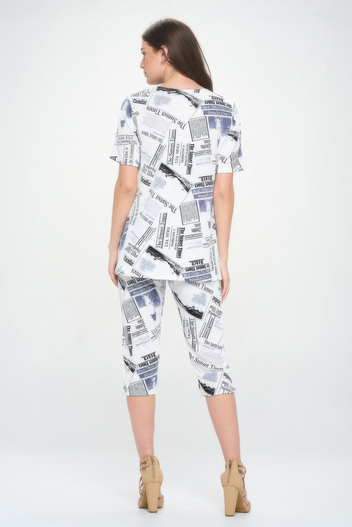 Short Sleeve Top Capri Pants Set