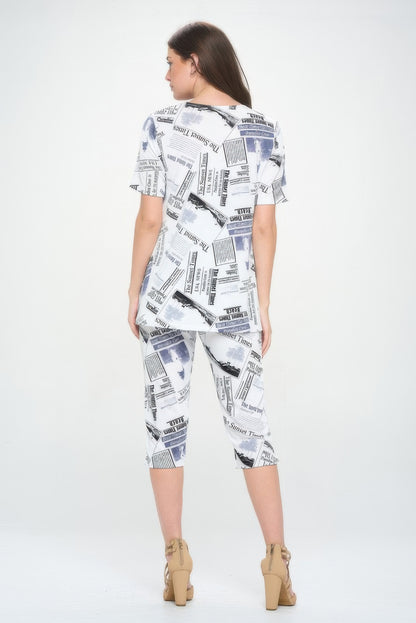 Short Sleeve Top Capri Pants Set