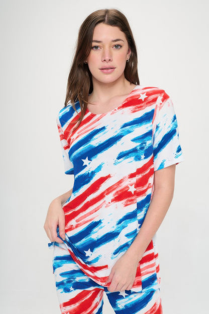 Short Sleeve Top Capri Pants Set