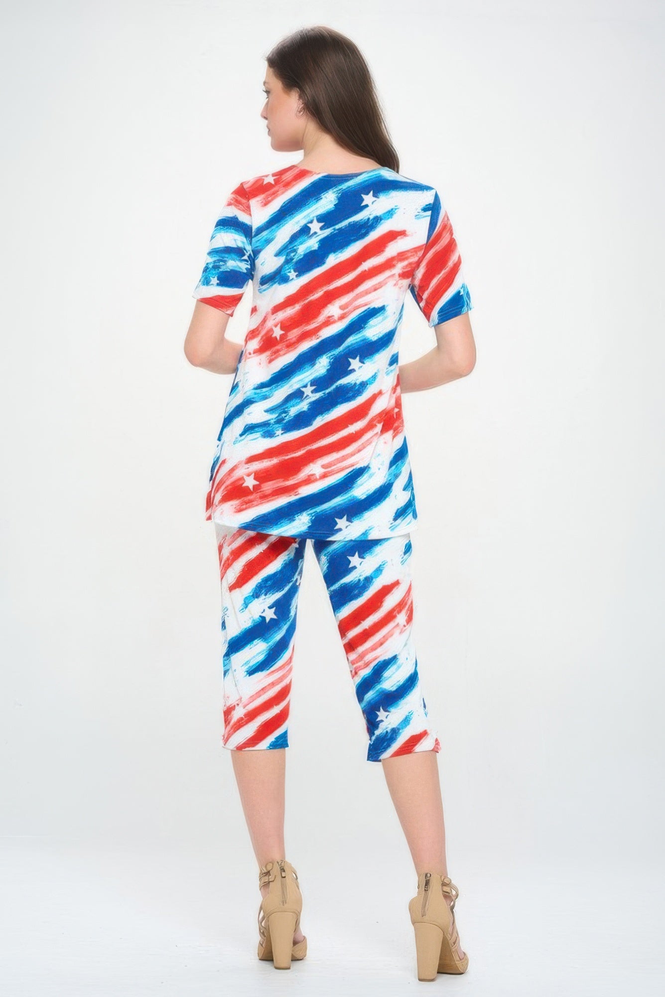 Short Sleeve Top Capri Pants Set