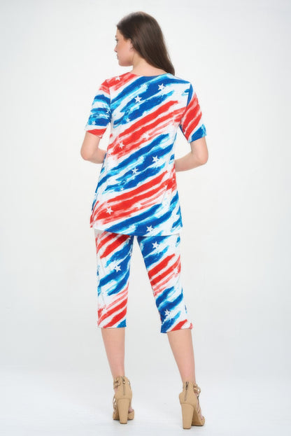 Short Sleeve Top Capri Pants Set