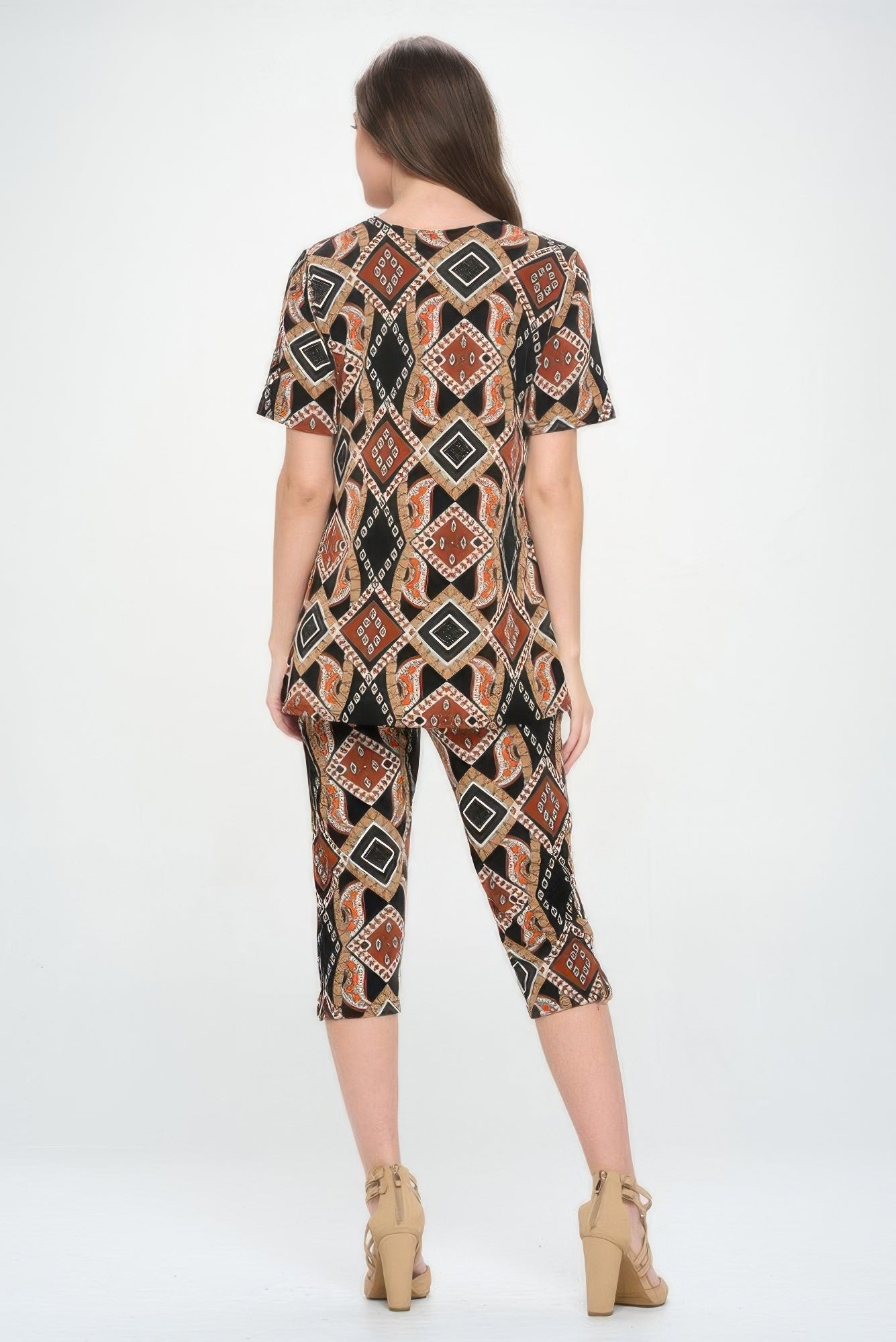 Short Sleeve Top Capri Pants Set