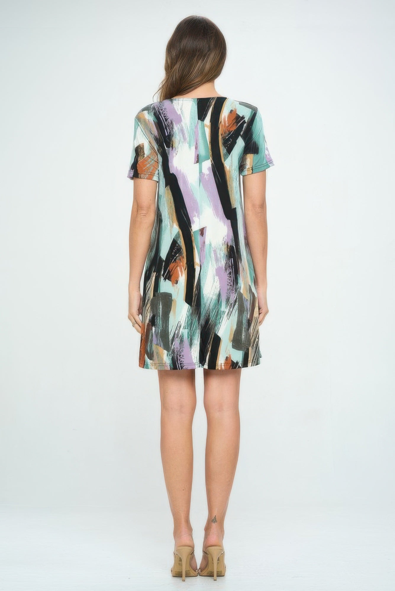 Short Sleeve And Soft Round-neckline Short Dress
