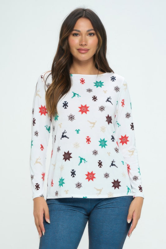 Christmas Print Bns High And Low Top