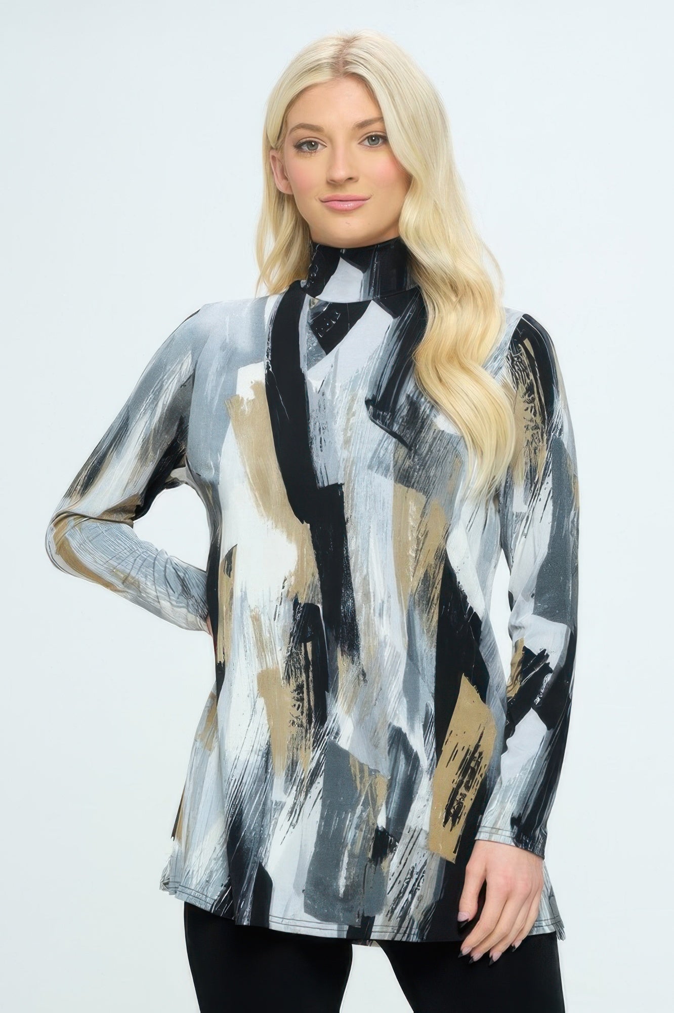 Bns Print Mock Turtle Neck Top