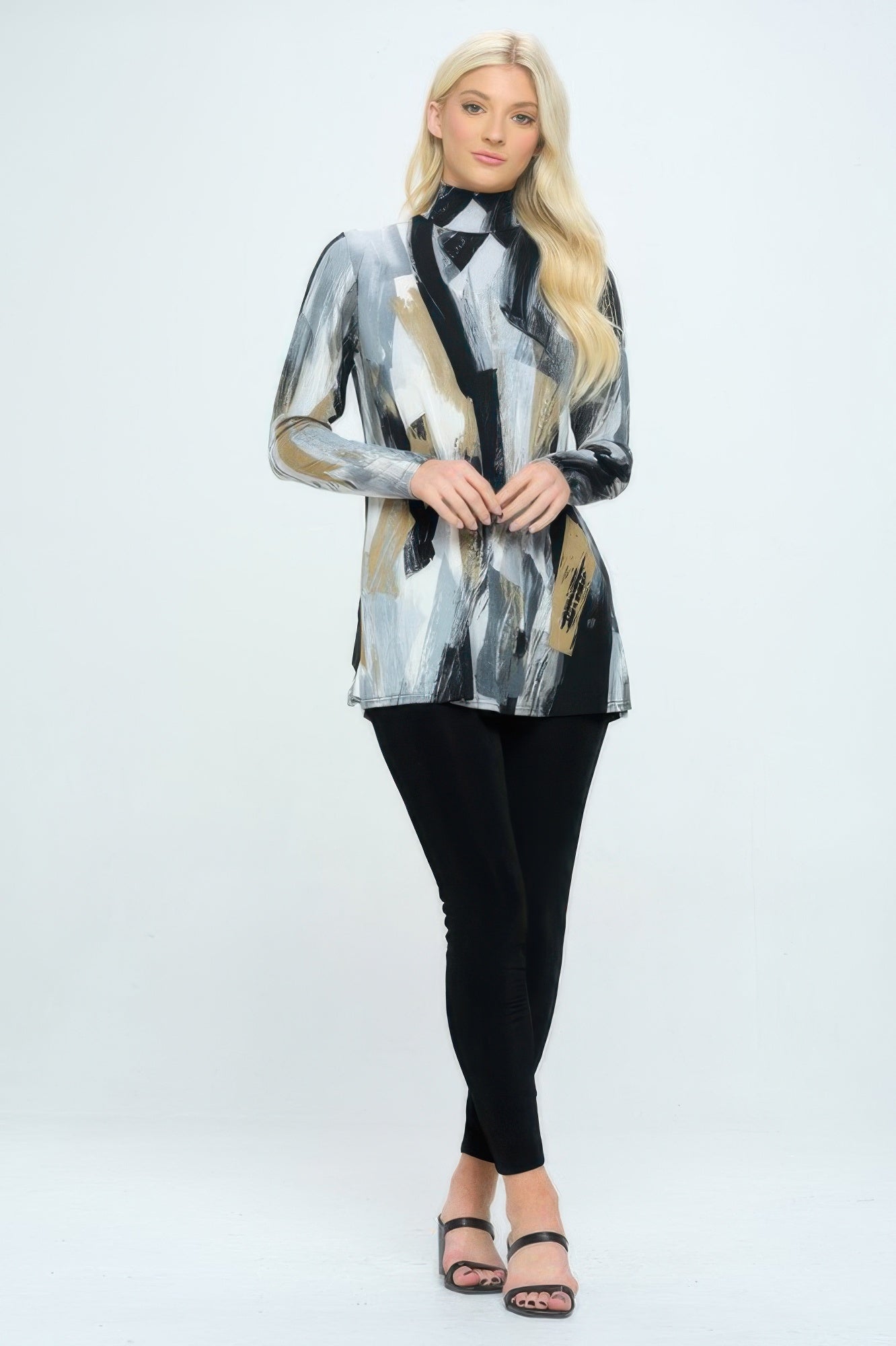 Bns Print Mock Turtle Neck Top