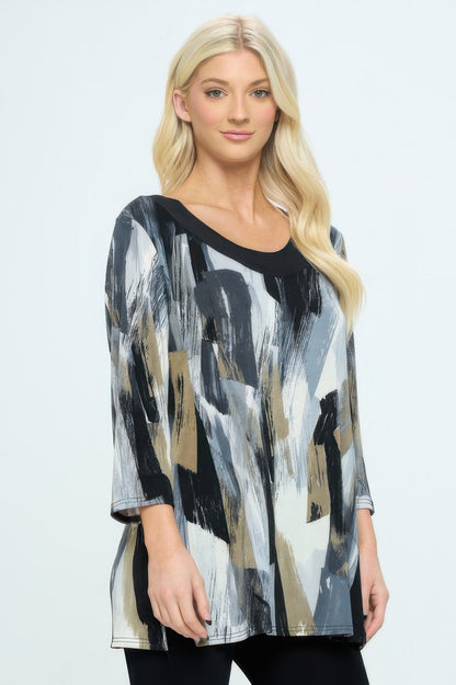 Bns Relaxed Neck Line Contrast Tunic