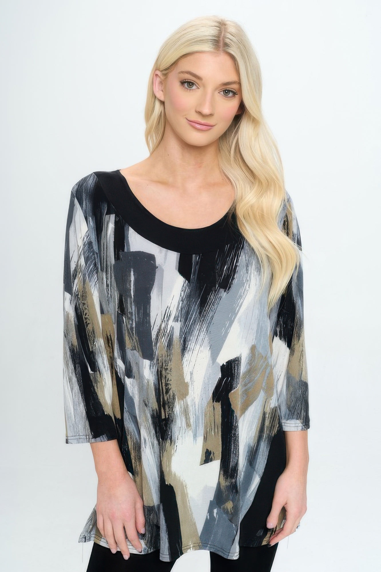 Bns Relaxed Neck Line Contrast Tunic