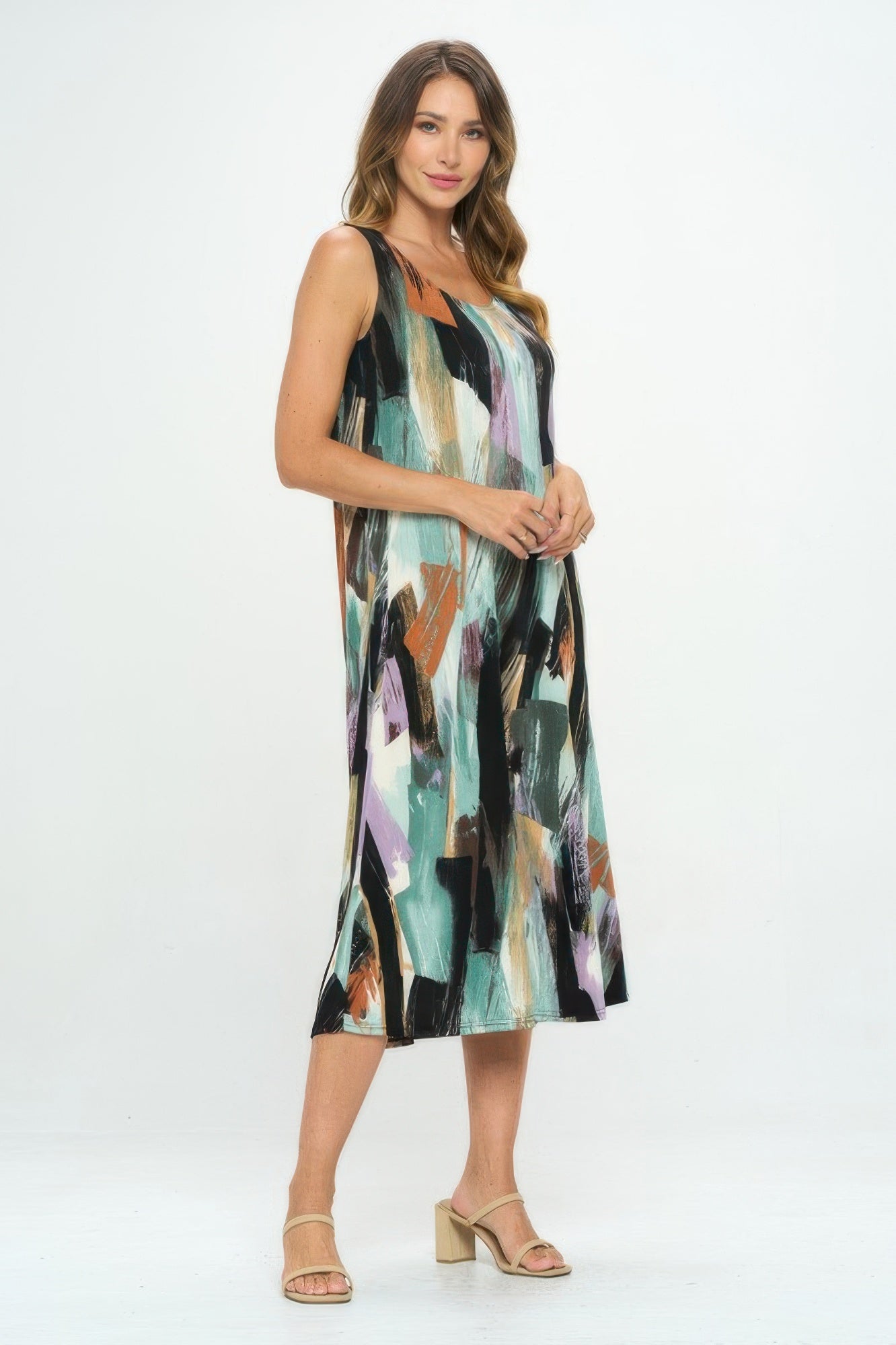 Bns Brush Stroke Print Tank Long Dress