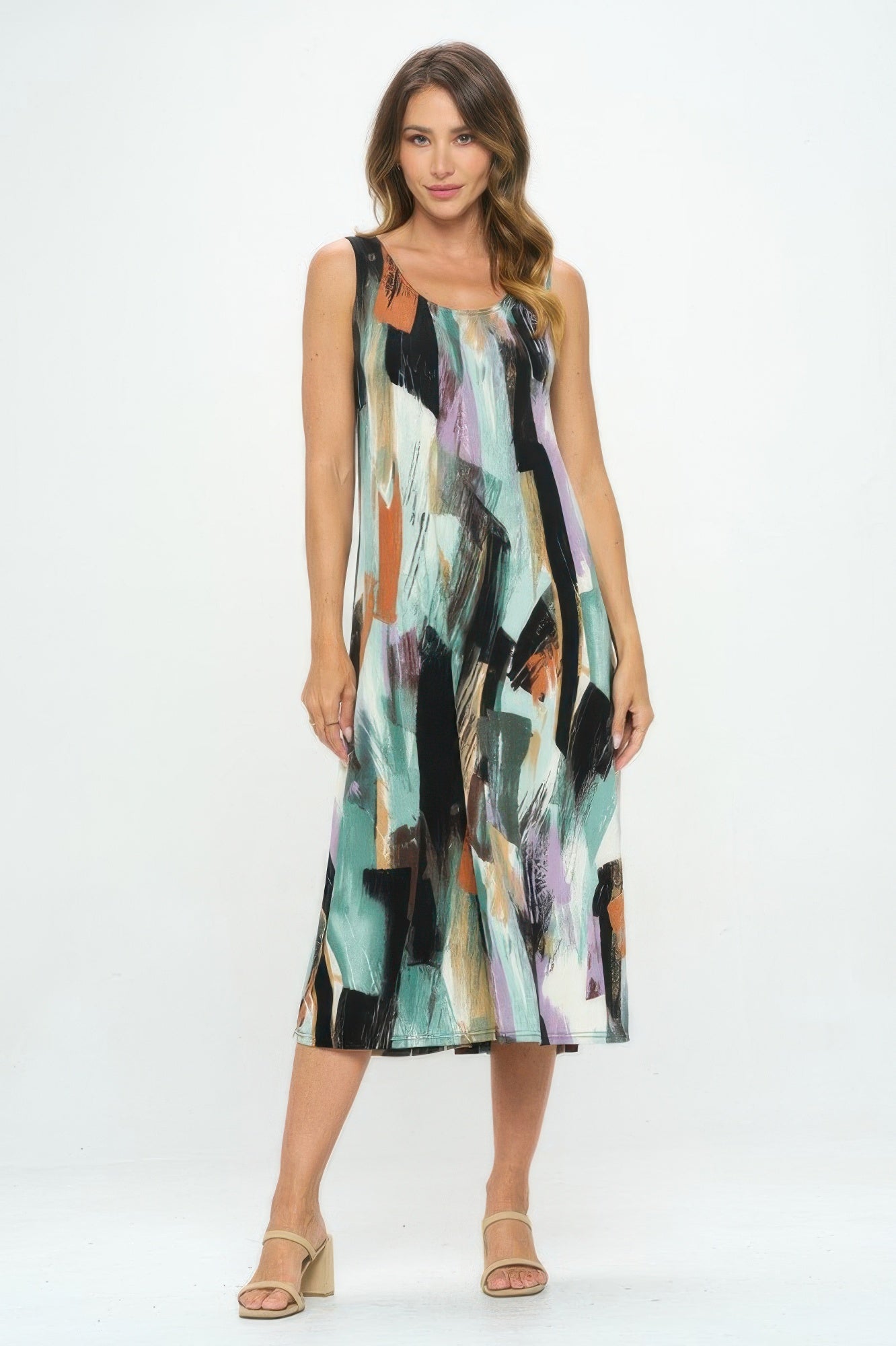 Bns Brush Stroke Print Tank Long Dress