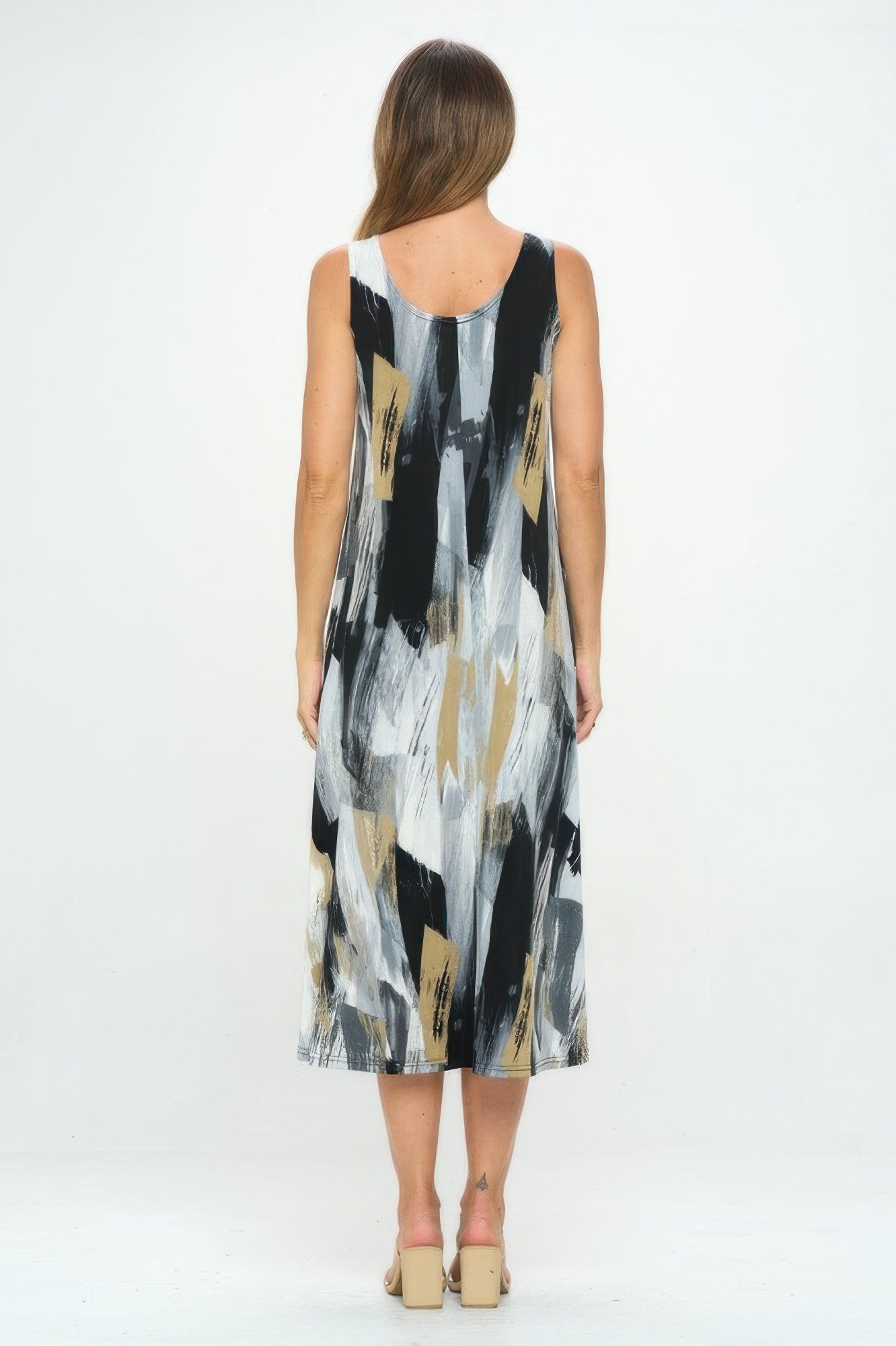 Bns Brush Stroke Print Tank Long Dress