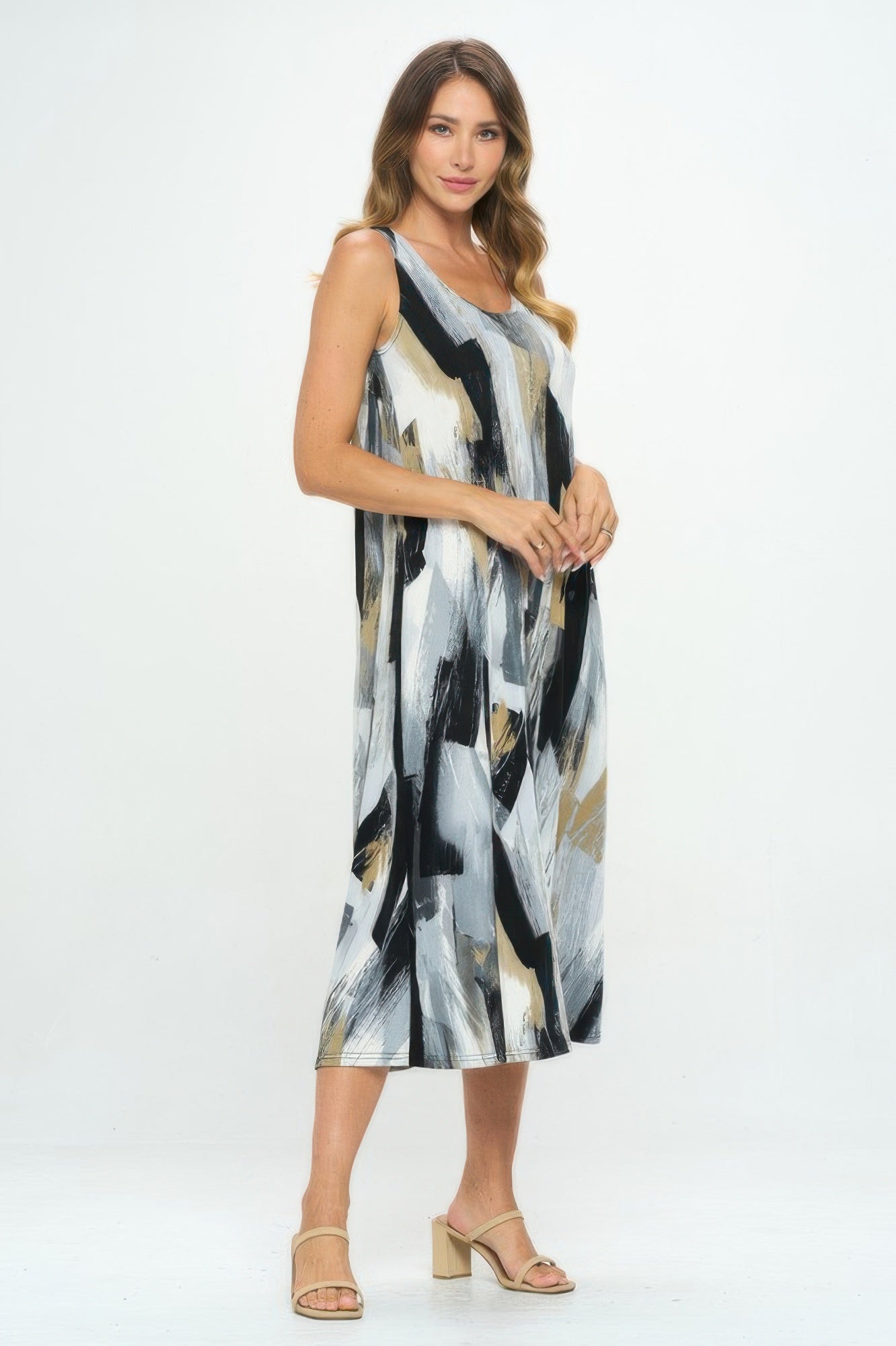 Bns Brush Stroke Print Tank Long Dress