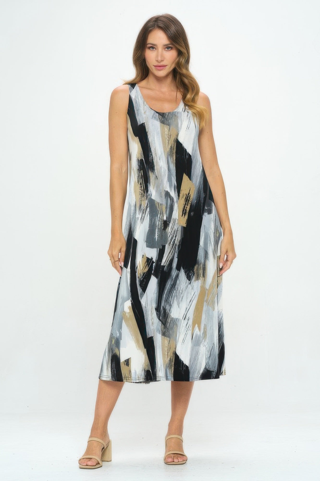 Bns Brush Stroke Print Tank Long Dress