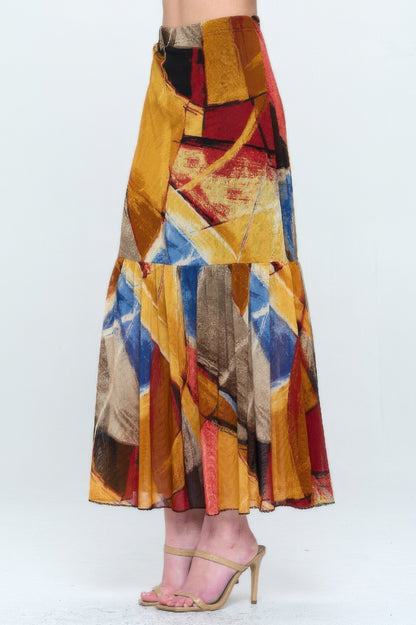 Mesh Romance Tiered Print Skirt