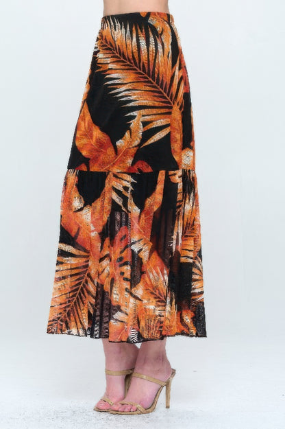 Mesh Romance Tiered Print Skirt