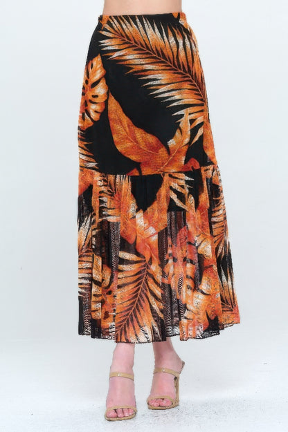 Mesh Romance Tiered Print Skirt