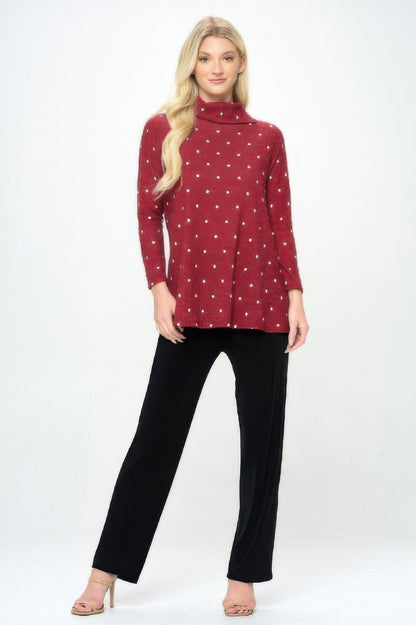 Mir Split Mock Neck Top