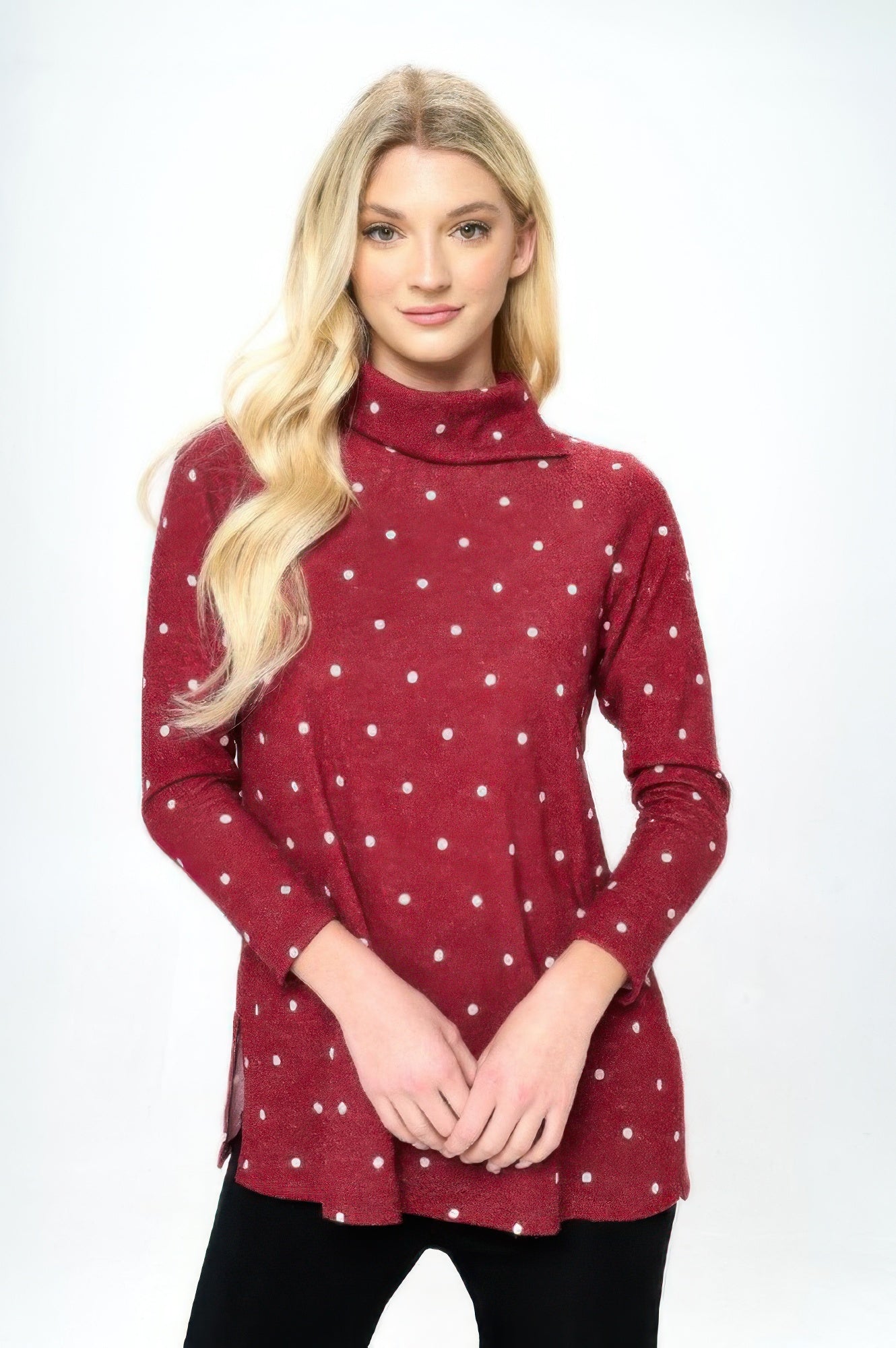 Mir Split Mock Neck Top