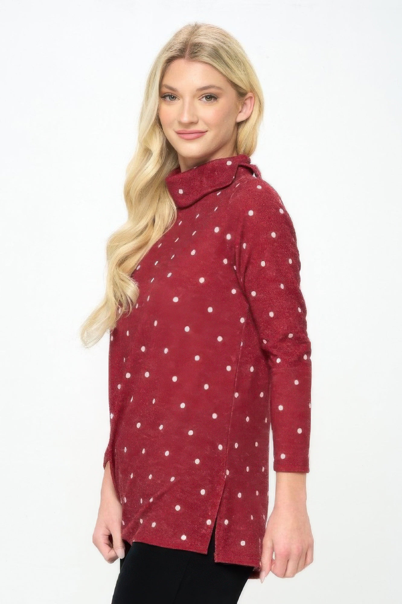 Mir Split Mock Neck Top
