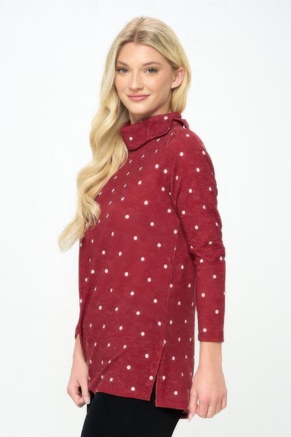 Mir Split Mock Neck Top