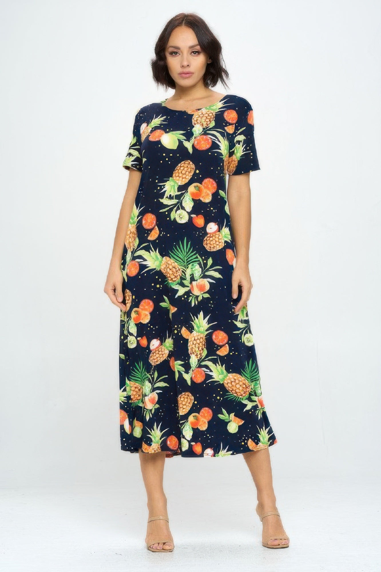 Short Sleeve And Soft Round-neckline Long Dress