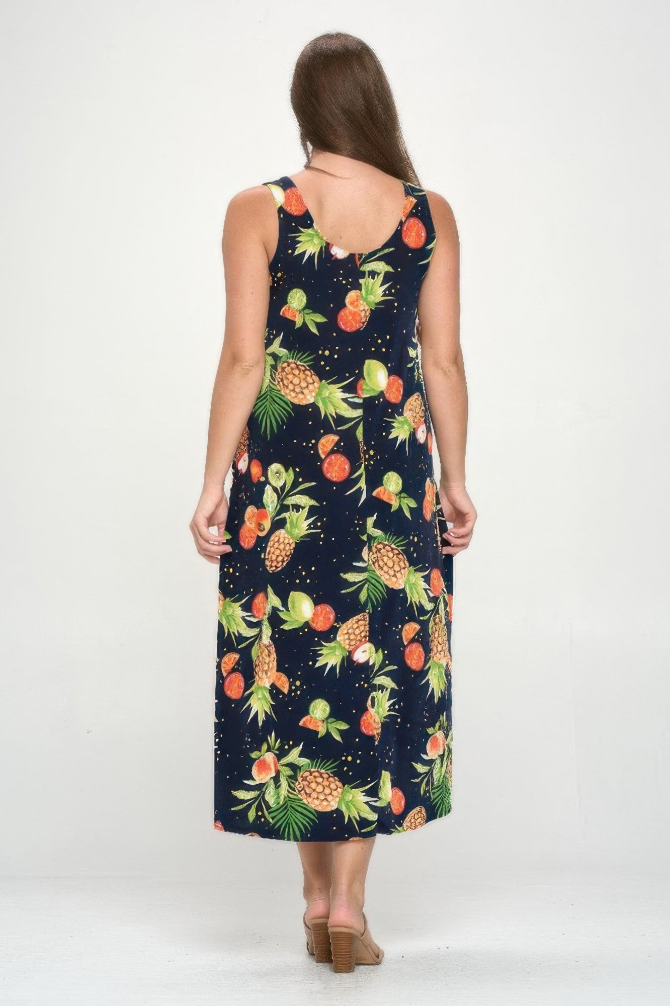 Tropical Print Stretchy Maxi Dress