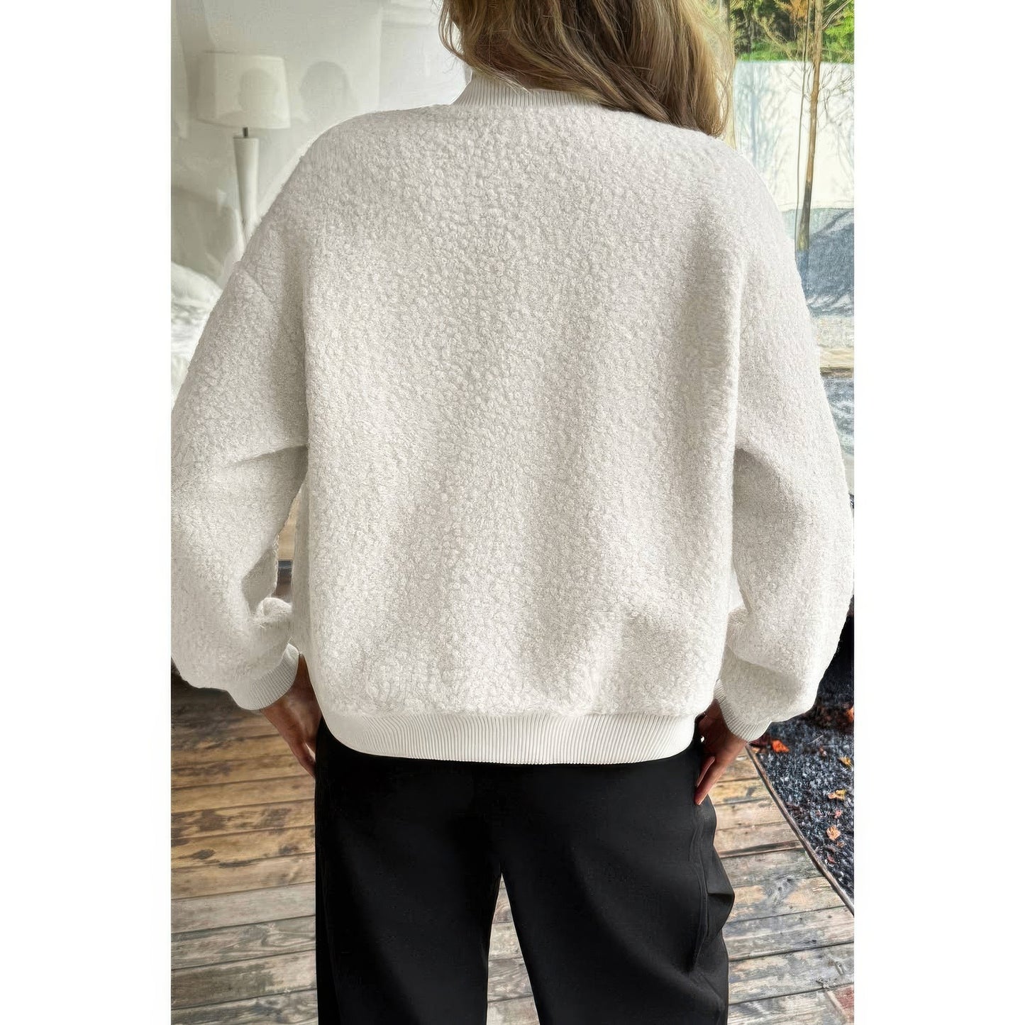 Faux Sherpa Fuzzy Teddy Bomber Jacket