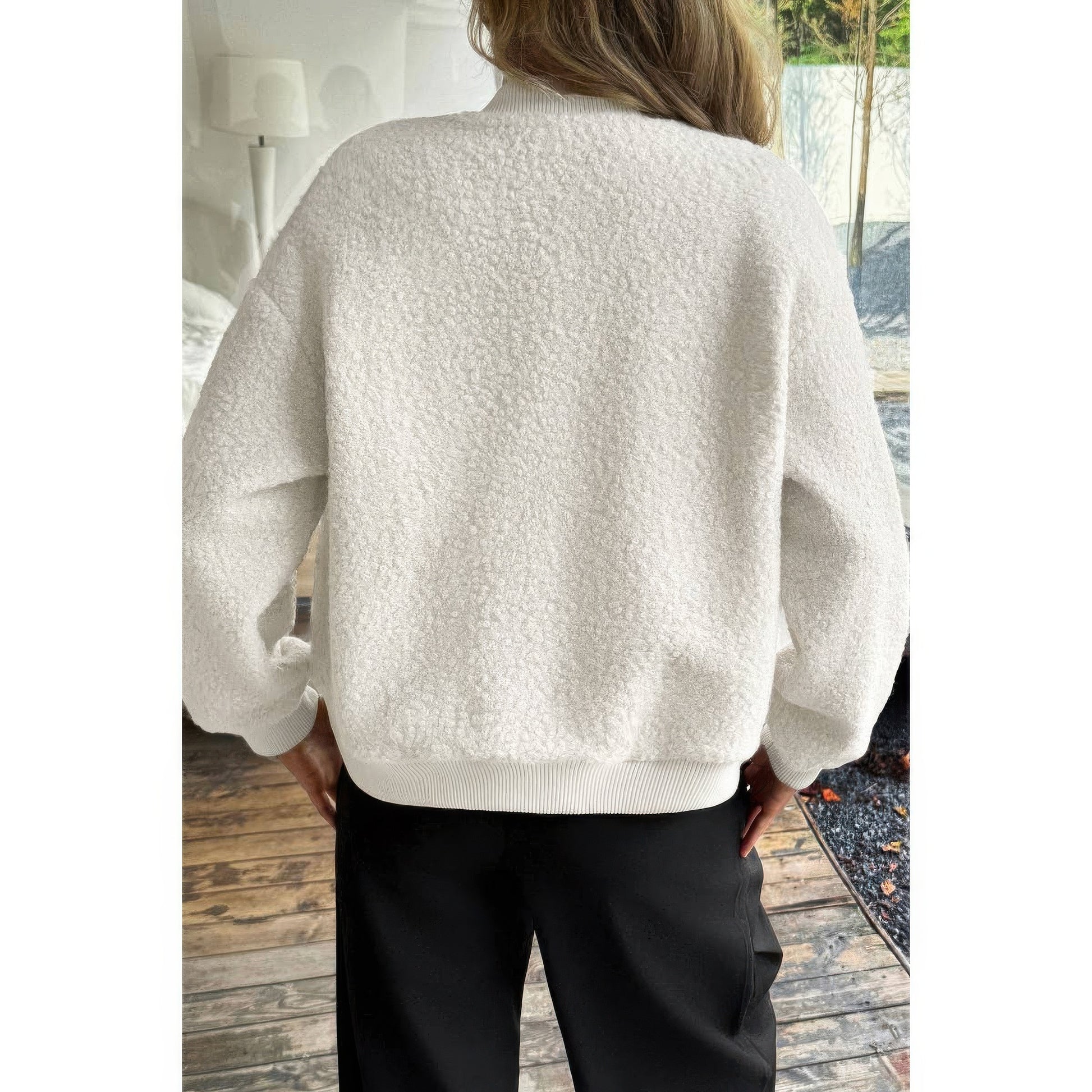 Faux Sherpa Fuzzy Teddy Bomber Jacket
