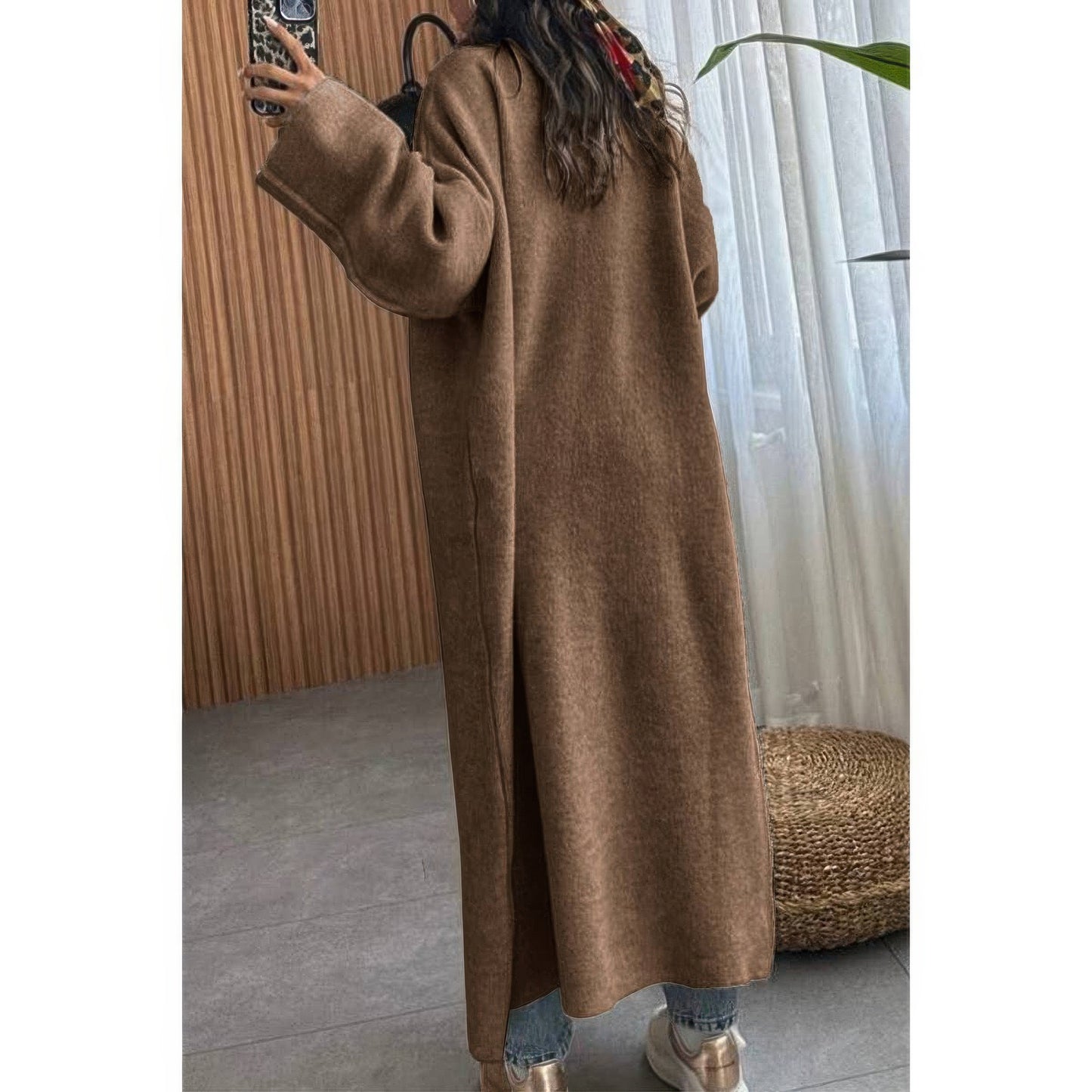 Solid Open Front Knit Long Body Cardigan